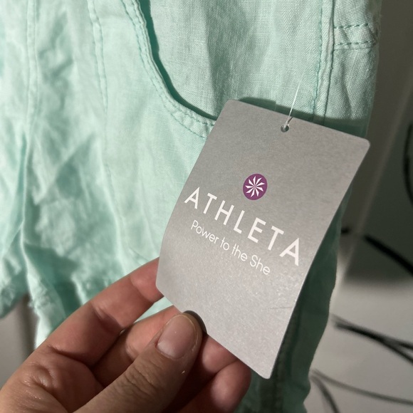 NEW Althleta Linen Shorts, Light Teal Lima Linen Shortie, Size 0 - Picture 2 of 9